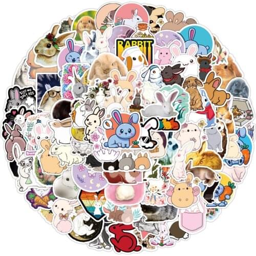10/50/100pcs Cute Rabbit Animal Stickers for Girls Kawaii Cartoons Bunny Hare Decal Sticker Guitar Suitcase Kawaii Stickers