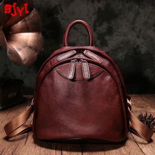New fashion cowhide womens backpack anti-theft wild leather travel backpacks vintage coloring women bag female schoolbag
