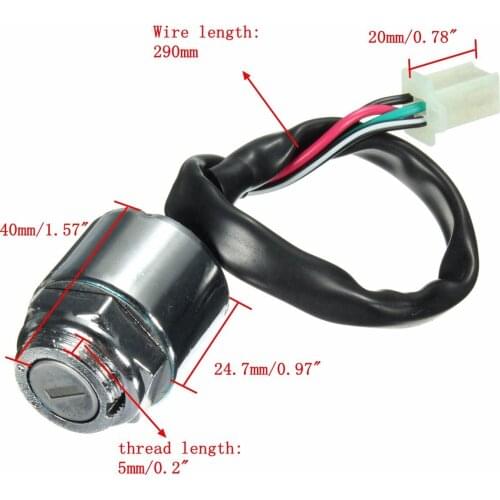 New Motorcycle Ignition Barrel Key Switch 2 Keys 4 Pin Block Connector For ATV Moto Bike Buggy