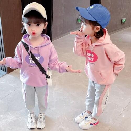 Baby Girls Hooded Sweatershirt Set Kids New Spring Autumn Pullovers Tops+Pants 2PCS Casual Suits Children Tracksuits Outfits