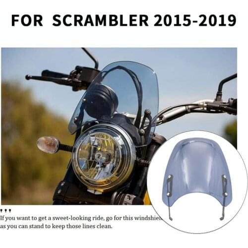 Motorcycle Touring Front Flyscreen Windscreen Windshield Shield Screen for Ducati Scrambler 2015-2019 (Light Smoke)