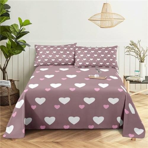 Simple Design Pattern 0.9/1.2/1.5/1.8/2.0m Digital Printing Polyester Bed Flat Sheet With Pillowcase Print Bedding Set