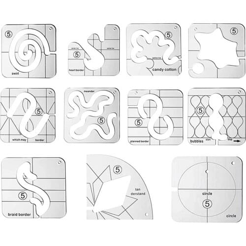 11pcs Transparent Multifunctional Curve Style Quilting Template Set Ruler Sewing Machine Free Motion Domestic Patchwork Acrylic