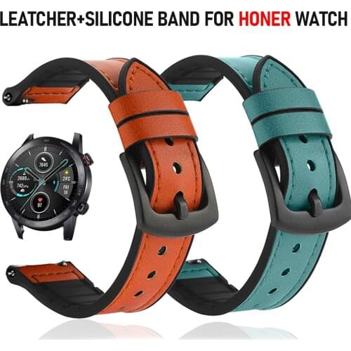20mm 22mm Strap for HONOR Magic Watch 2 42/46mm Sports Leather+Silicone Band for HONOR ES/GS Pro Watch Bracelet Watchband Belt