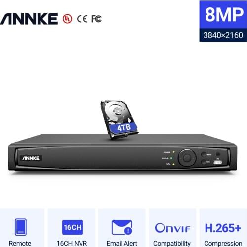 ANNKE 16CH 8MP POE NVR 4K Network Video Recorder NVR For POE IP Camera P2P Cloud Function Plug And Play
