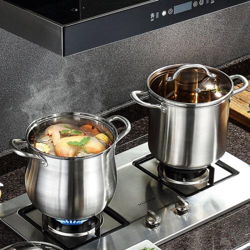 Stainless Steel Soup Pot Large Stew Stock Pot Induction Cooker Gas Stove With Lid Ollas De Cocina Kitchen Wares Cookware ZY50SP