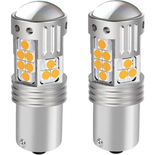 2PCS 1156PY 7507 PY21W BAU15S Super Bright LED Bulbs Car Rear Direction Indicator Lamp Auto Front Turn Signal Light Amber Yellow