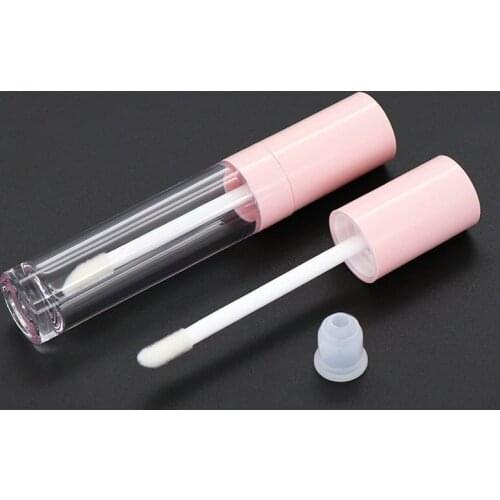 6.5ml Pink Lip Gloss Tubes Empty DIY Cylindrical Lip Balm Tubes with Wand Refillable Lipstick Vials Sample Cosmetic Dispenser