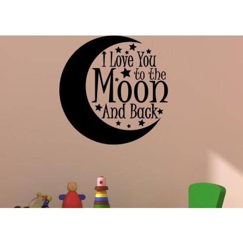 Kids Nursery Wall Decal Moon Quotes I Love You To The Moon And Back Vinyl Wall Stickers For Kids Rooms Baby Gifts Mural SYY915