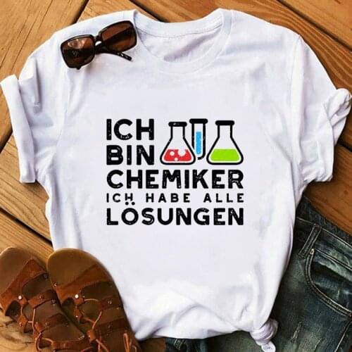 Summer Women T-shirt Chemical Formula T Shirt Tee Harajuku Kawaii T Shirt Chemistry Element Cartoon Pattern Women Top T-shirt