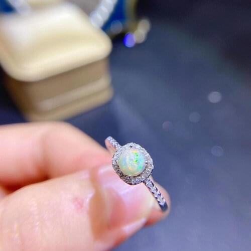 New natural opal ring 925 silver ladies ring colorful opal luxury elegant beauty and beauty