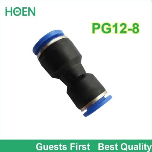 100 pcs/lot PG Unequal Straight Union PG12-8 12mm to 8mm Air Tube Fitting One touch push In pneumatic fitting connectors