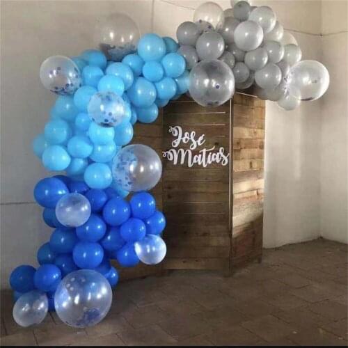 117pcs Blue Balloon Garland Arch Kit Grey Blue Confetti Latex Balloons Baby Shower Wedding Birthday Party Decorations