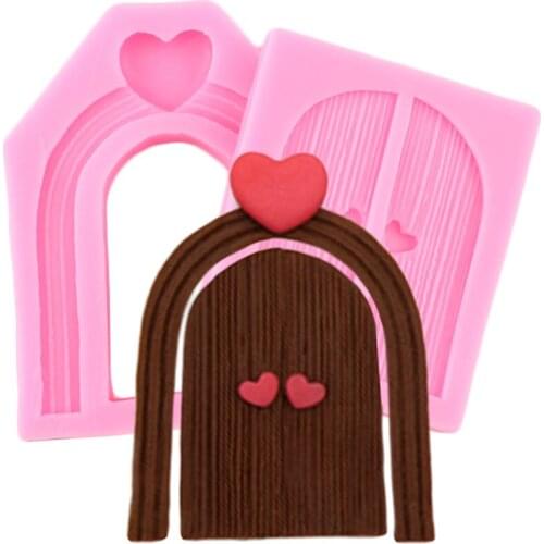 2 Pcs Door Frame Heart Shaped Silicone Mold Baby Birthday Love Cake Border Fondant Molds Cake Decorating Tools Chocolate Moulds