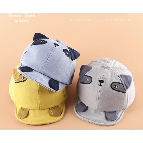 Hat 2020 Spring Pure Cotton Cute Cartoon Cat Soft Eaves Baby College Style Children Brim cap