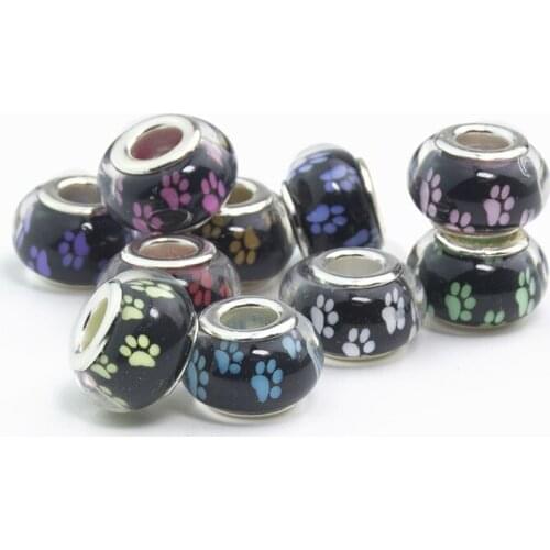 3pcs/lot Bears Paw Murano Glass Beads European Fit Charms Bracelets & Bangles