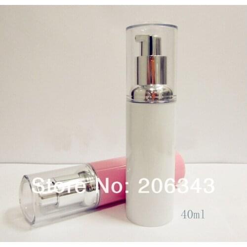 40ML PINK&WITE airless bottle or plastic lotion bottle with airless pump can used for Cosmetic Sprayer or Cosmetic Packaging