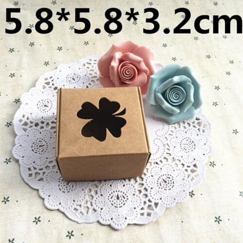 50PCS 5.8*5.8*3.2CM With Window Carton Kraft Paper Box Wedding Gift Packing Boxes Wedding Candy Box Party Favors Soap Boxes