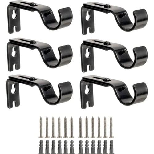 6 Pieces Curtain Rod Brackets Adjustable Curtain Brackets Valance Support Holders Curtain Rod Holder with Screws