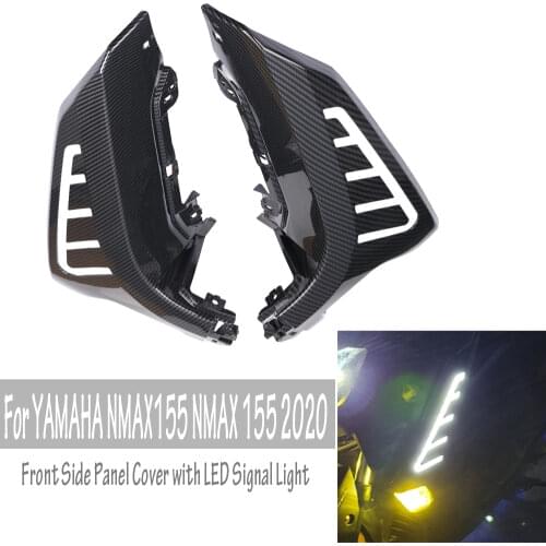 Motorcycle Accessories Front Side Panel Cover Carbon Leg Shield with LED Signal Light For YAMAHA NMAX155 NMAX 155 2020