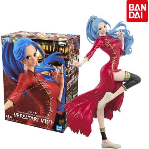 Bandai One Piece Anime Figure TREASURE CRUISE4 Vivi Miss Wednesday Cheongsam Genuine Model Collection Decoration Children Toys