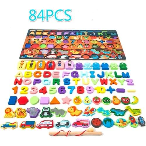 Wooden Toys Montessori Educational Busy Board Math Fishing Childrens Wooden Preschool Montessori Toy Counting Occupation Fruit