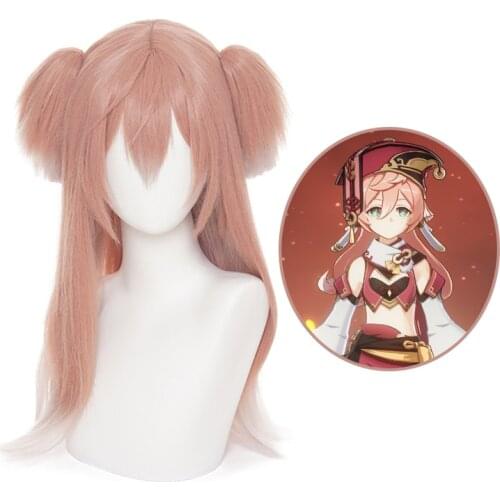 Yan Fei Clip Ponytails Long Wig Cosplay Costume Heat Resistant Synthetic Hair Game Genshin Impact YanFei Wigs