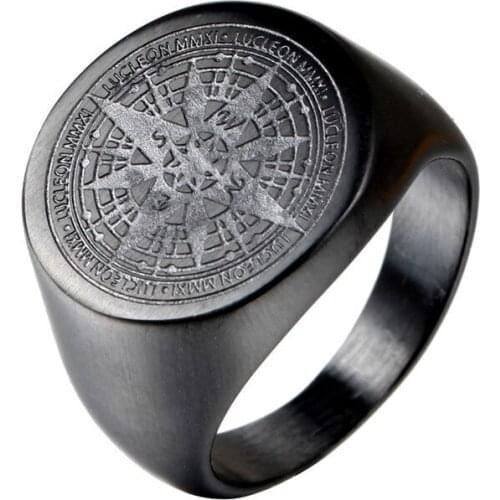 European and American stainless steel jewelry stainless steel compass ring mens ring