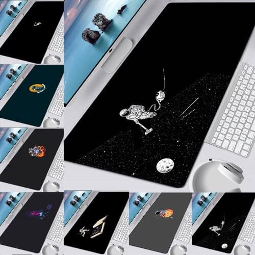 Smooth PU Leather Computer Mouse-pad Desk mat Game Laptop Mouse Pad Astronaut Printing Black Pattern Gaming Mouse Keyboard Mat