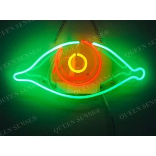Custom Green Eye Acrylic Neon Light Lamp Sign Beer Bar Handmade Real Glass Decorate Home Wall Room Decor Club