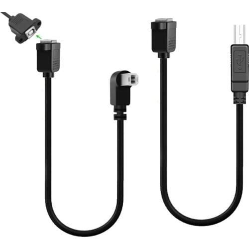 90 Degree Angle USB 2.0 Type B Male to Female M/F EXTENSION Data Cable Panel Mount For Printer 0.25M