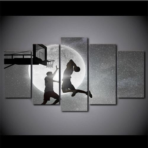 Basketball Practice Moon 5 pcs HD Modern Home Wall Decor Canvas Picture Art HD Print Painting On Canvas for Living Room