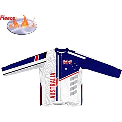 Classic Retro Australia Winter Thermal Fleece Cycling Jersey Mens Long Sleeve Bicycle MTB Road Racing Wear Bike Clothing