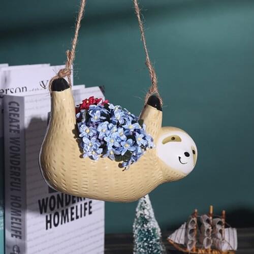 Creative Wall Hanging Ceramic Vase Flower Pot Scindapsus Potted Plant Animal Flower Pot Home Garden Decoration 2 colors