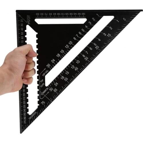 12 Inch Aluminum Alloy Triangular Shape Ruler Accuracy Engineer Carpenter Tools Measuring Ruler Tool Angle Protractor