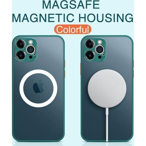 Metel Magnetic Protective Phone Case For iPhone 12 Pro Max Mini For 11 X XS XR 8 Magsafe Charger Back Cover Wireless Bumper Capa