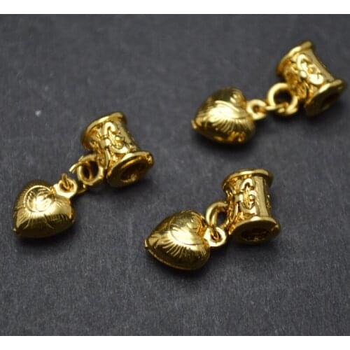 Gold Plating Metal Heart Charms Tube Shape Pendant Bail Links Connectors Jewelry Findings Free Shipping 50pc per lot