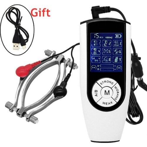 Electro Shock Metal Labia Clip Clitoris Clamp Electrical stimulation Vagina Clitoral G-spot Masturbation BDSM Sex Toys For Women