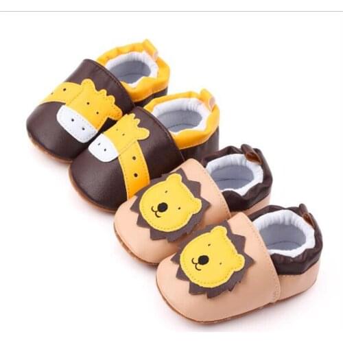 Lovely Cartoon Infant Slippers Soft Sole Newborn Crib Shoes Anti-slip PU First Walkers Baby Boys Girls Shoes