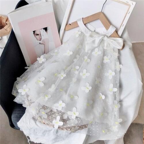 Gooporson Fashion Summer Kids Dresses for Girls Butterfly Petal Embroidery Bow Tie Mesh Dress Cute Little Girl Costume Vestidos