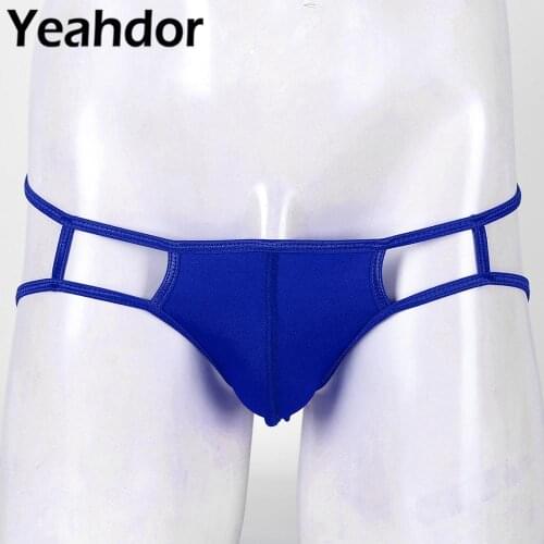 Mens Sexy G-String Thong Bulge Pouch Underwear Jockstrap T-back Low Waist Strappy Open Butt Thongs Swimwear Bikini Briefs