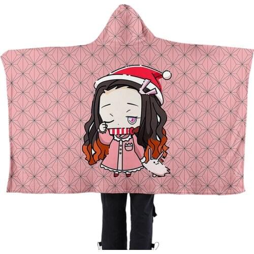Halloween Christmas Demon Slayer Kimetsu No Yaiba Soft Towel Cosplay Cloak Nezuko Tanjiro Zenitsu Cloaks Hoodied