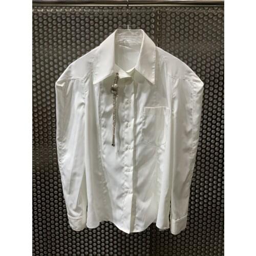 New ladies fashion 2021 long sleeve sexy wide shoulder shirt 0310