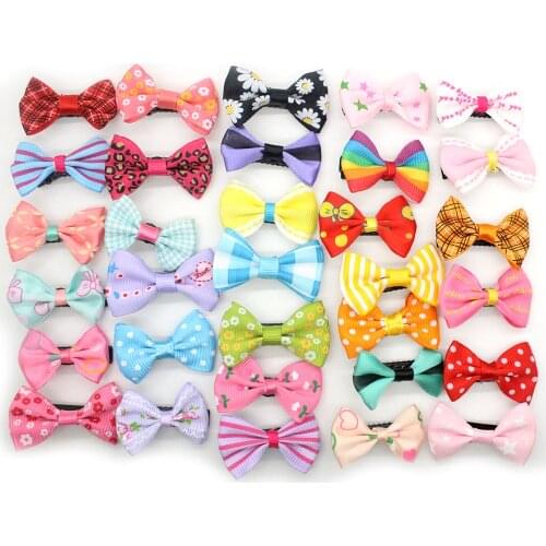 Wholesale 100Pcs Hair Clips Candy Color/Dot/Flower Print Ribbon Bow Hairpin BB Hair Clips for Baby Girls Hairpins Styling Tool