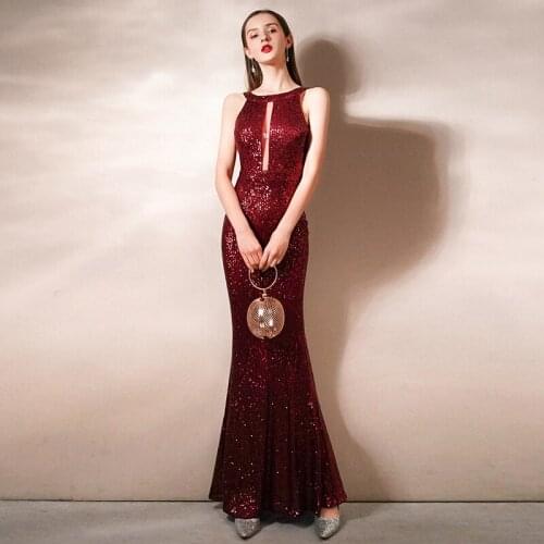 See-through Sexy Long Formal Party Dress Mermaid Off-shoulder Silver Sequins Evening Dress Sleeveless