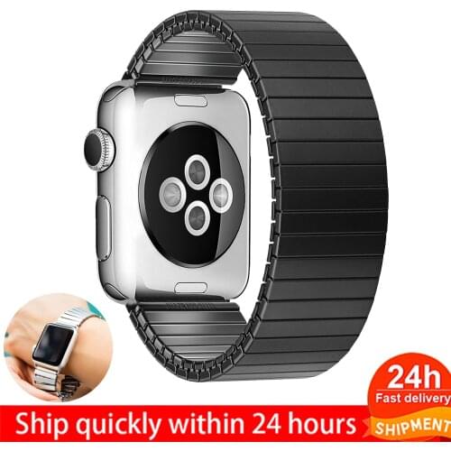 Stainless Steel Watch Band for Apple Watch 38mm 40mm 44mm 42mm Elastic Bracelet for Iwatch Series 6 5 4 3 2 SE Luxury Expansion