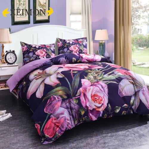 ZEIMON Home Textiles Flowers 3D Luxury Blanket Cover Bedding Sets King Size 2/3 Pcs Duvet Cover with Pillowcase Bedclothes