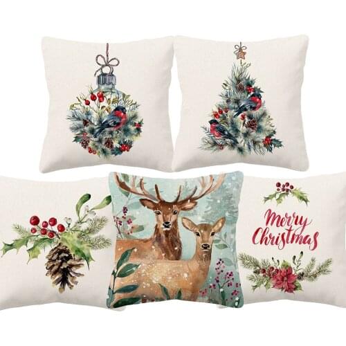 Merry Christmas Cushion Cover Xmas Pillow Case 45X45cm Home Decor Living Room Sofa Decoration