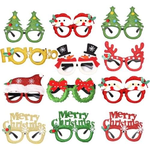 Christmas Glasses Decorations Adult Kids Toys Christmas Antlers Santa Claus Snowman Glasses DIY Party Decoration 1PCS G
