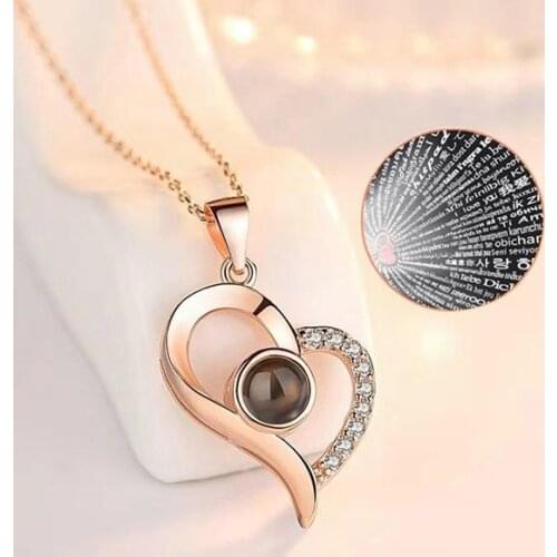 Silver 100 dilde you love ladys necklace 925 sterling silver